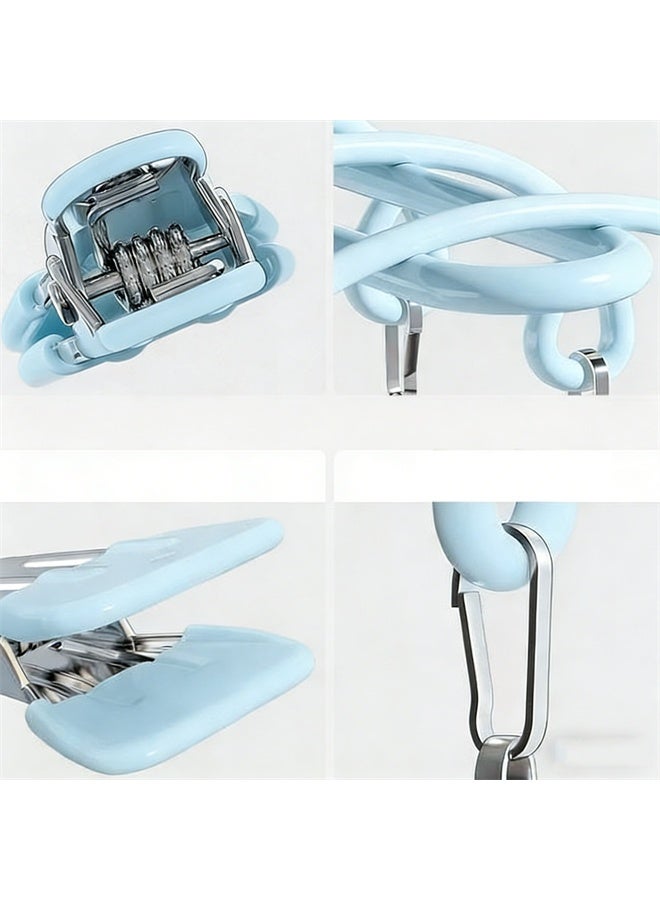 هومستر التجفيف معلق مع 20 مقاطع، الفولاذ المقاوم للصدأ الرياح معلق الملابس رف، الغراء الناعم غسيل تجفيف رف بدون أثر خزانة المنظم للملابس الداخلية، الجوارب، المناشف، الأزرق - Image 4